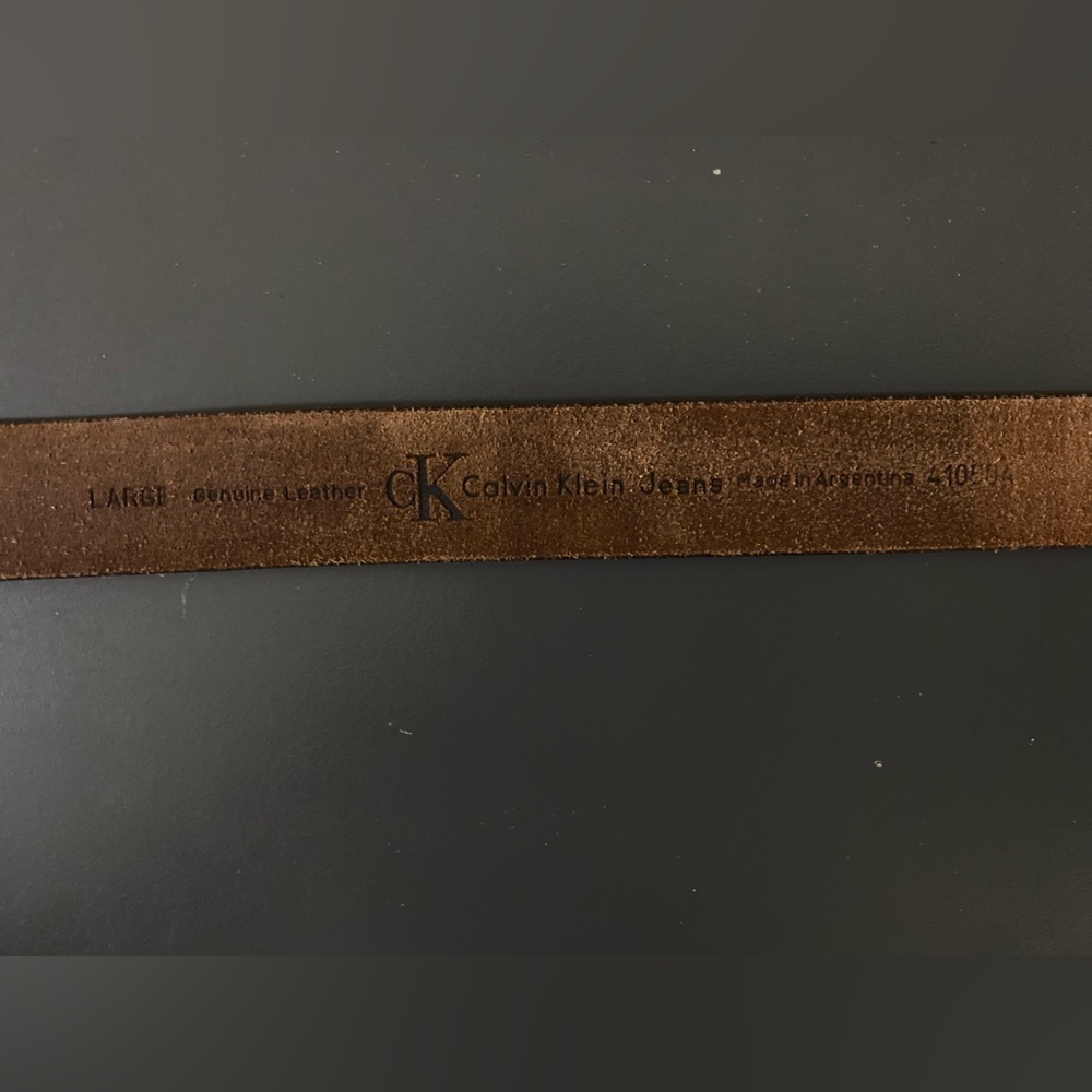 Vintage Calvin Klein Brown Leather Belt Men Size Large Made In Argentina - Picture 9 of 9